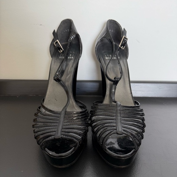 Vintage Stuart Weitzman black patent leather t-strap platform heel sandals - 6 - Picture 5 of 7